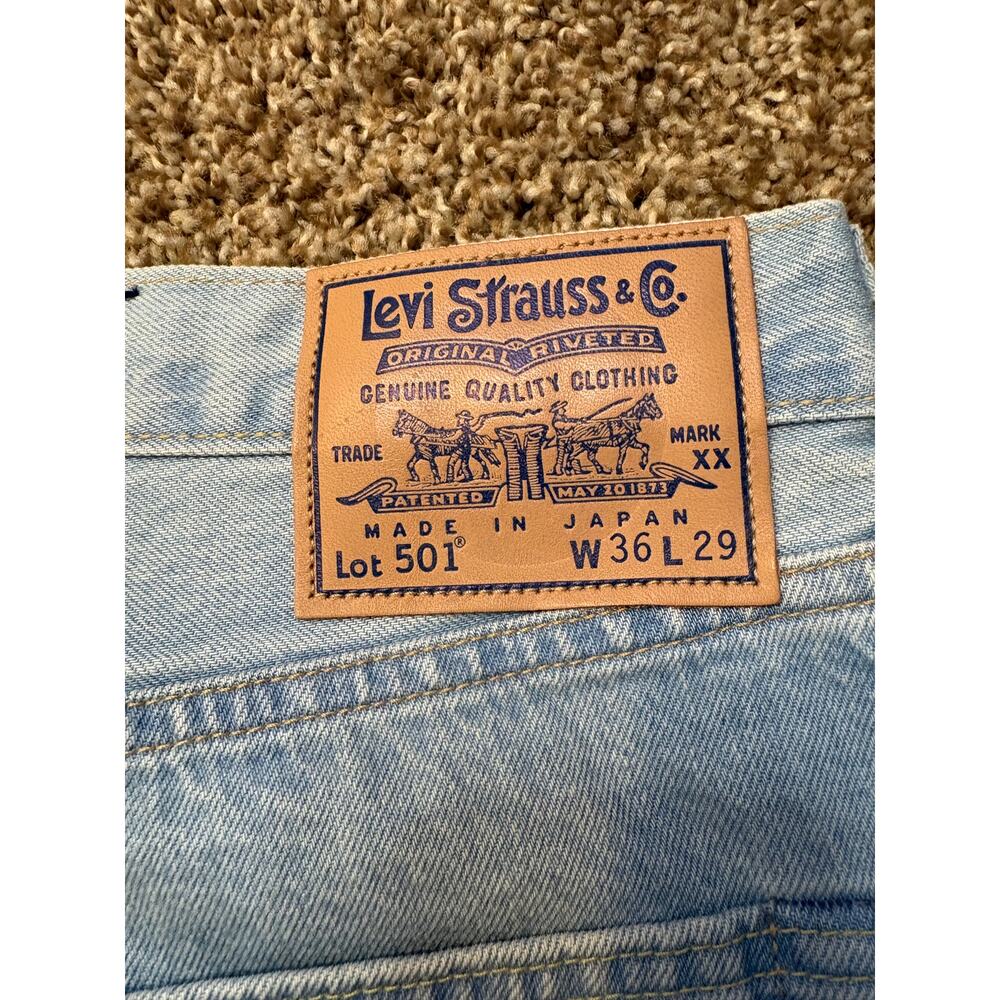 Levi's Made In Japan 501 XX Original Fit Light Wash Jeans Size 36x29 Raw Hem LVC